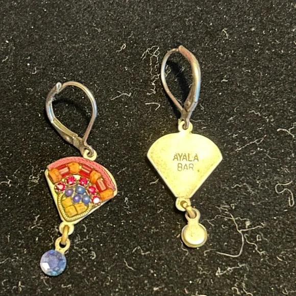 Colorful Fan-Shaped Dangle Earrings - Picture 2 of 2